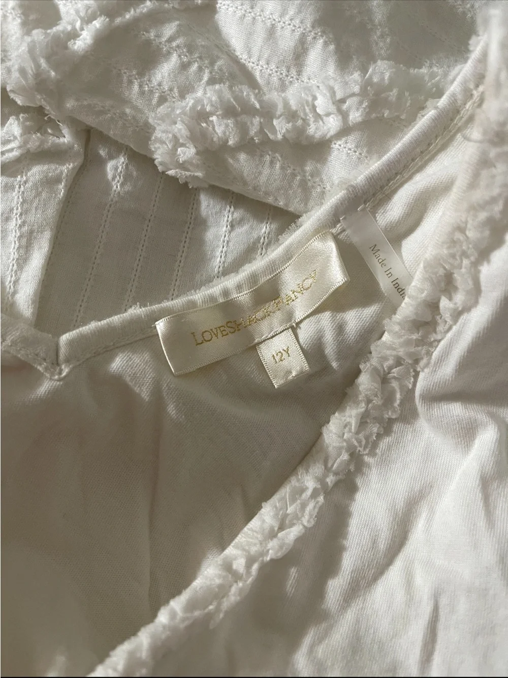 LoveShackFancy White Ruffled V-Neck Dress